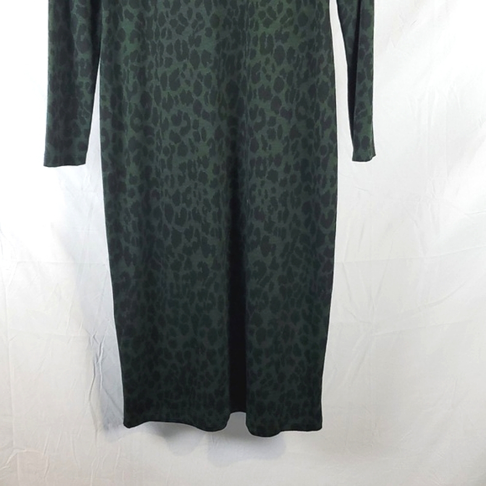 Whistles Animal Jersey Dress Green Leopard Print - Picture 10 of 10